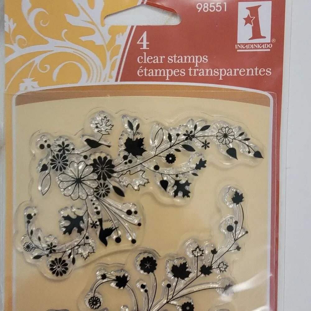 Inkadinkado Clear Craft Stamps Set of 4 AUTUMN 98551 FOILAGE TRAILS New